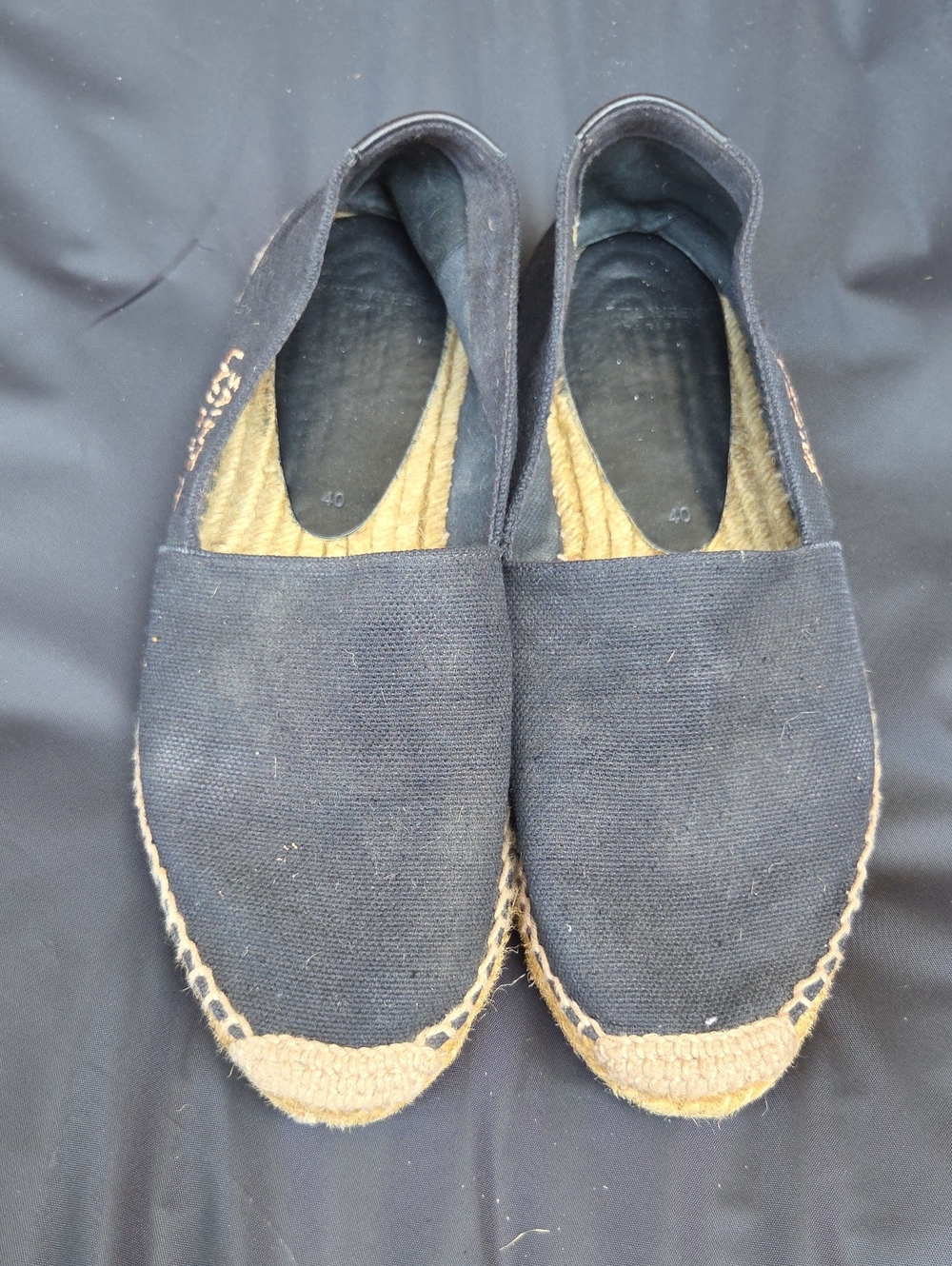 Saint Laurent Navy Canvas Espadrille Slip-Ons